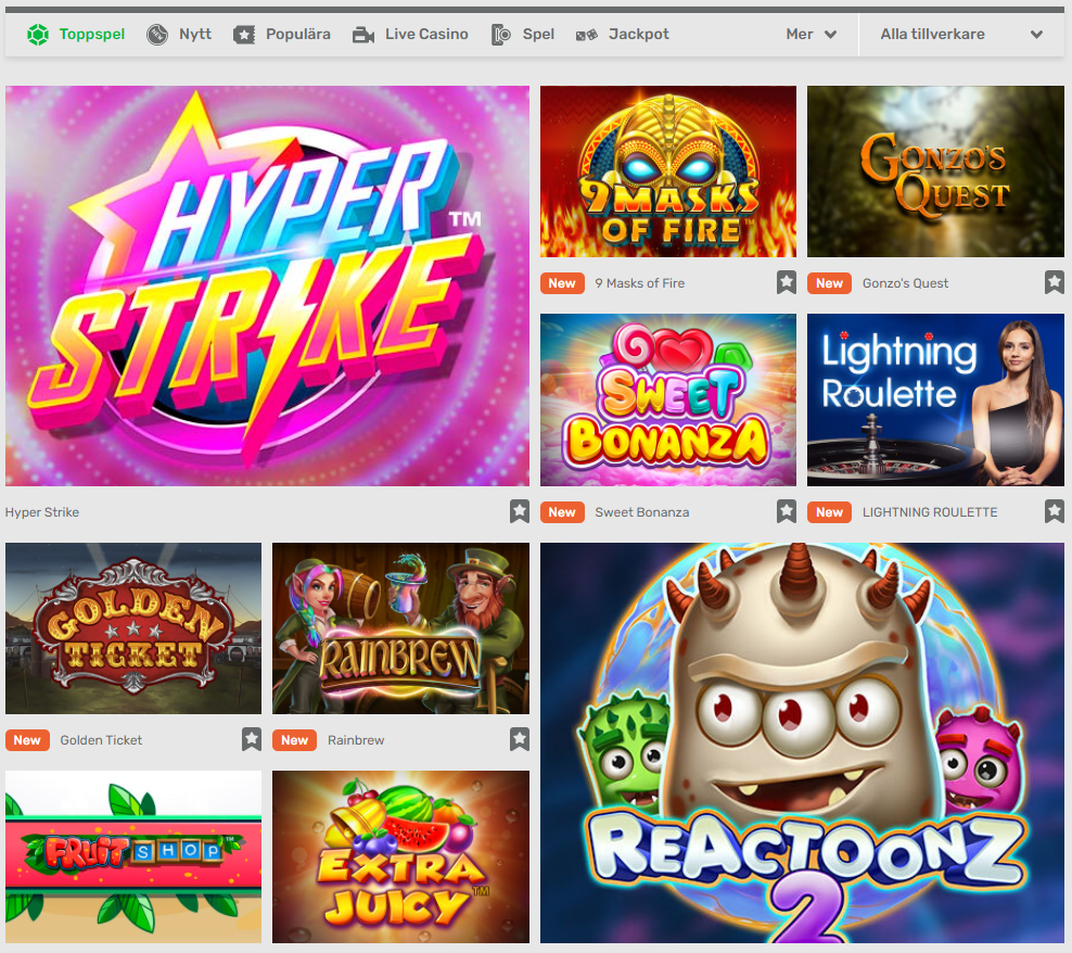 Spela alla svenska favoriter och toppspel!
