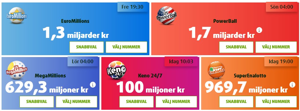 Lottoland Exempel på Dragningar