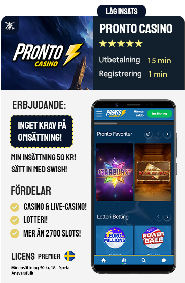 Inget krav på omsättning hos Pronto Casino