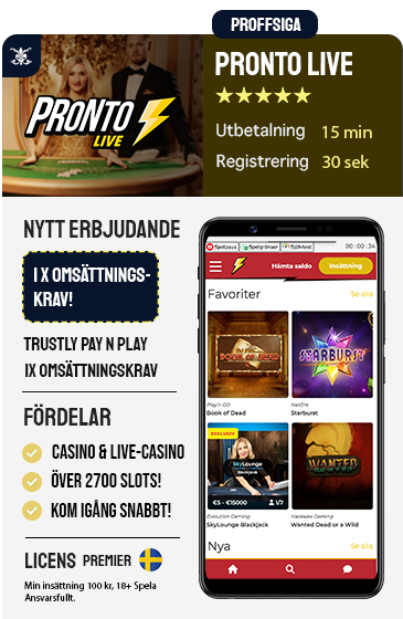 Endast 1x omsättningskrav på Pronto Live